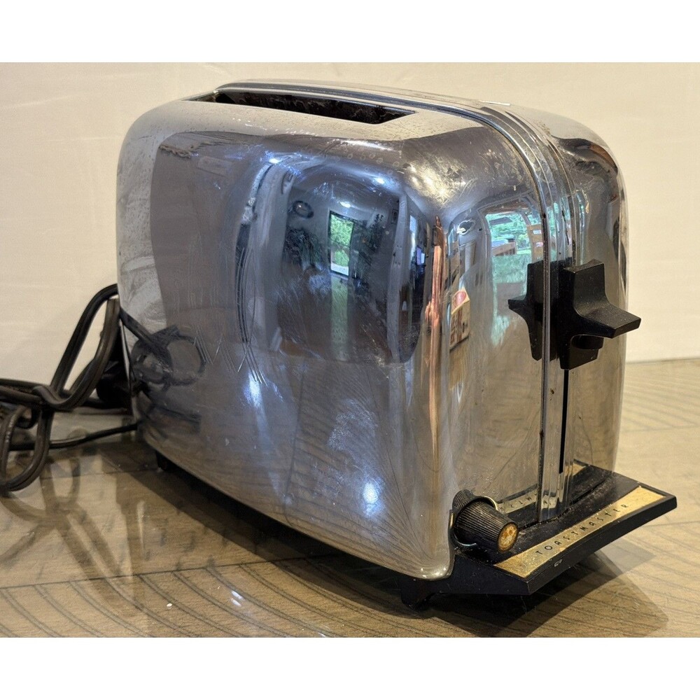 VTG Toastmaster Pop-Up Toaster Chrome 2 Slice MCM Retro Tested Works